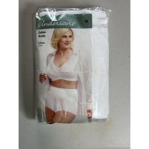 Underscore Cotton Briefs JCPenney Elastic Leg Sz 10 Optic White 3 Pack New - Picture 1 of 3